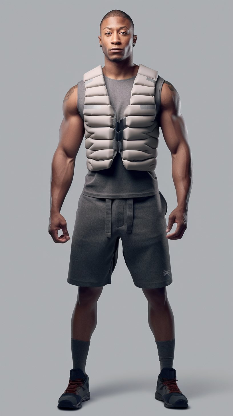 Quilted weighted vest worn over training kit