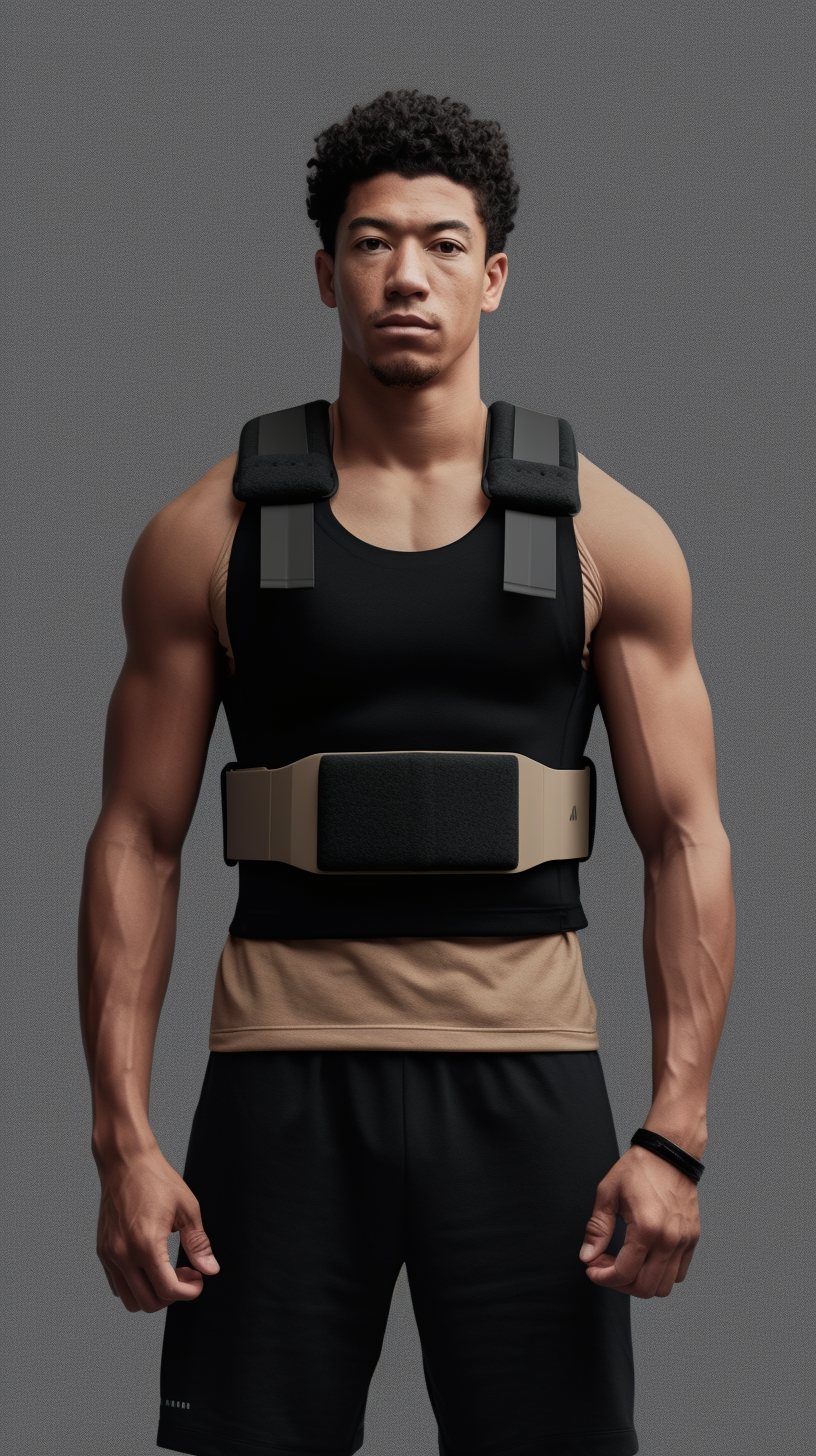Structured weighted vest, front view