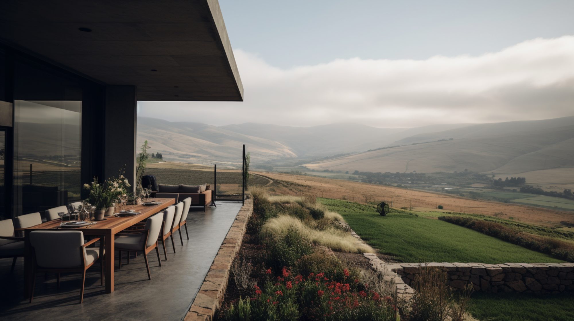 Sonoma terrace overlooking the vineyards