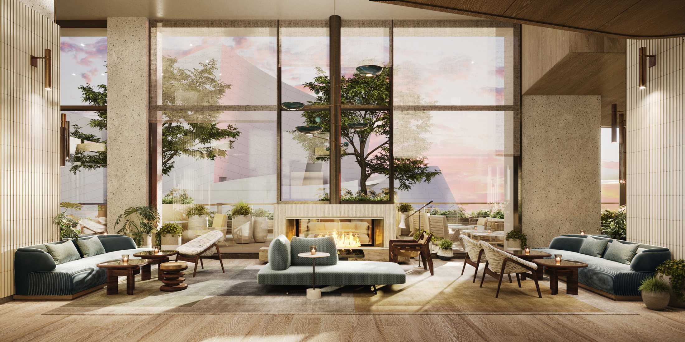 Arrival floor with city views