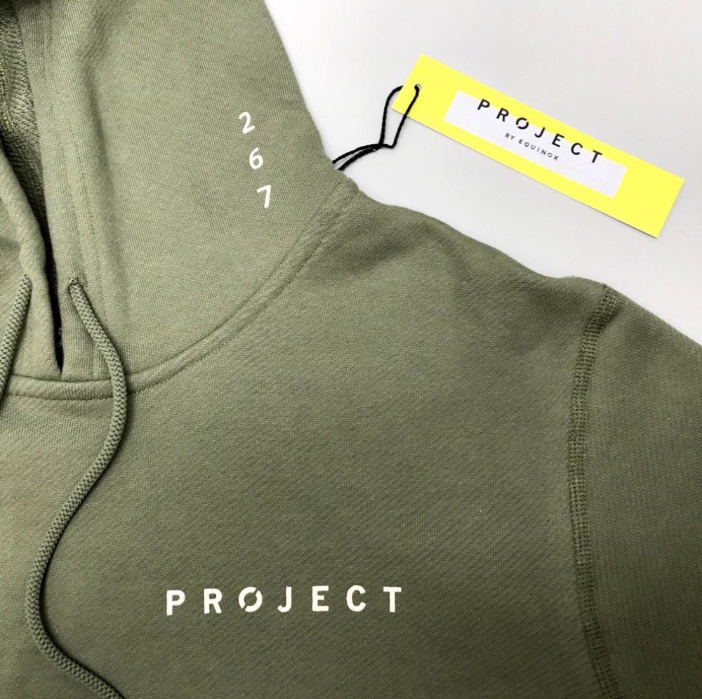 Project by Equinox hoodie with the wordmark and a 267 tag